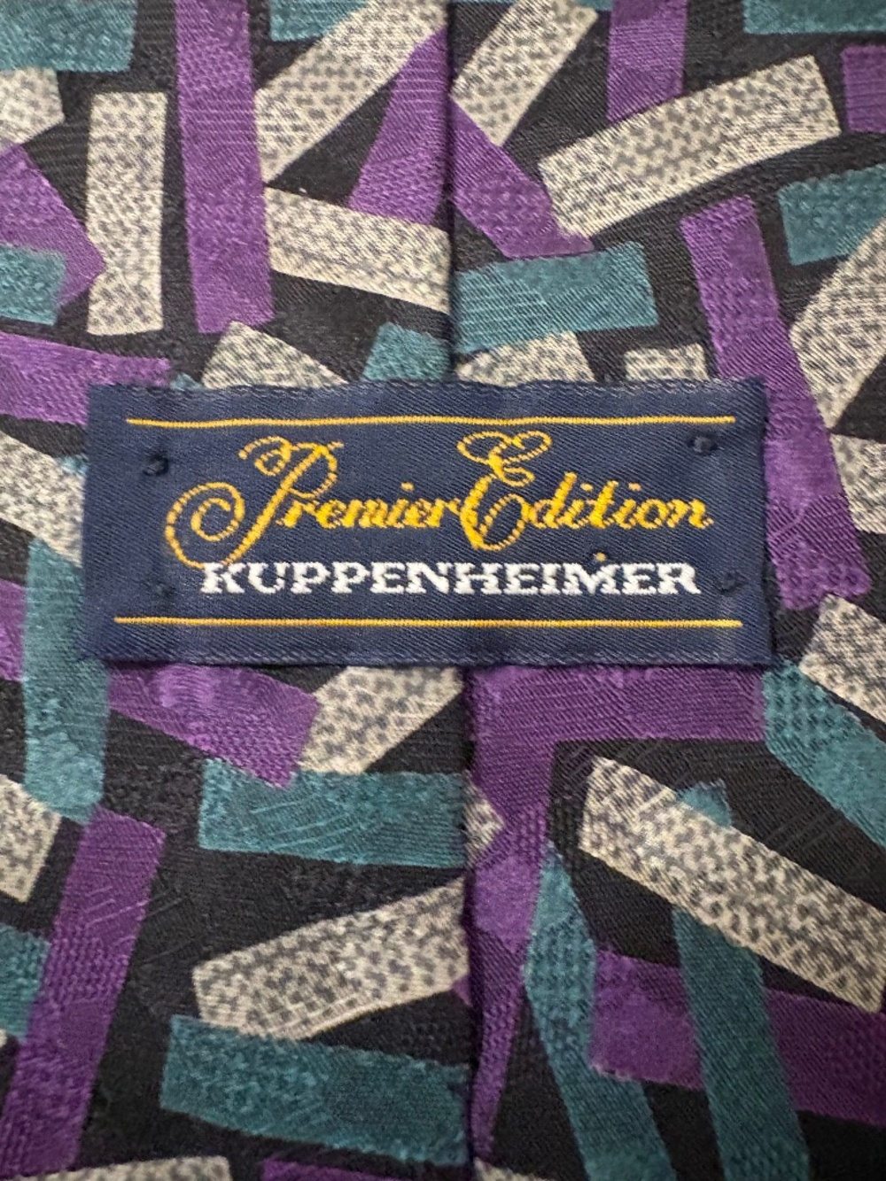 Vintage Kuppenheimer Premier Edition Silk Tie - Retro Geometric